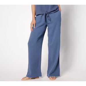 Maya J Women's Pants Sz L Cotton Gauze Blue A673555